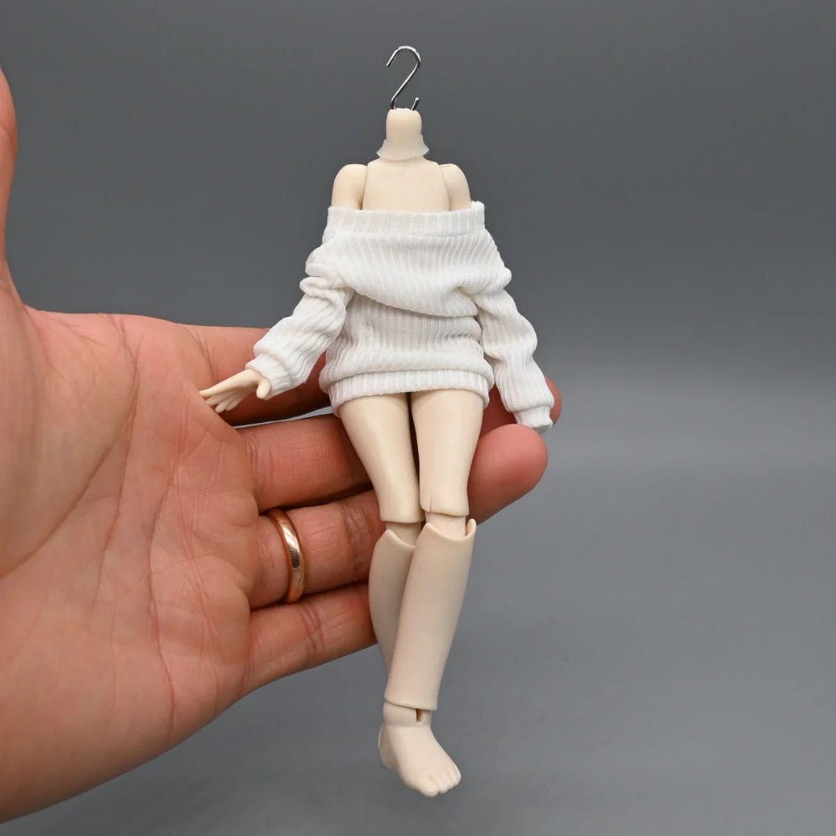 【Clothing Only】1/12 Mature Sexy Tight Knit Dress Off Shoulder Stripe Base Dress For 6inchs bjd Action Figures Body