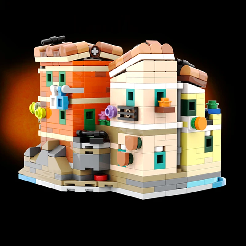 Modelo City Street View, ladrillos de construcción MOC, residencia de la ciudad costera, tecnología Modular, regalos, vacaciones, montar, juguetes para niños, traje
