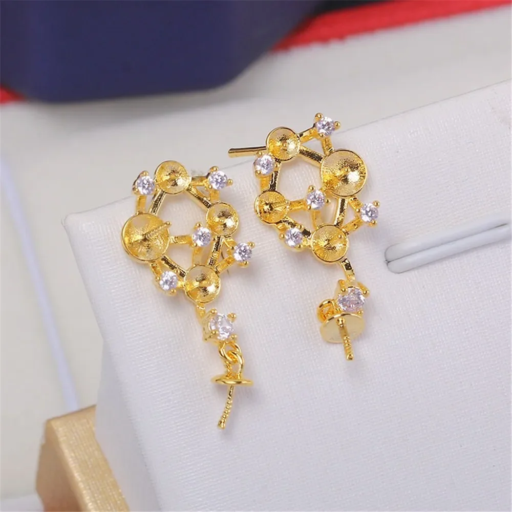 Gold Plated Pearl Earring Settings, DIY Jewelry Making Supplies, Blank Ear Stud Bases for Handmade Accessories, 1pair No Pearl