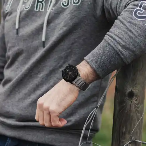 Imagen 2 del producto Correa de reloj de Metal con acabado mate, correas de pulsera de acero inoxidable de 18mm/20mm/22mm/24mm, doble hebilla negra o plateada, dorada