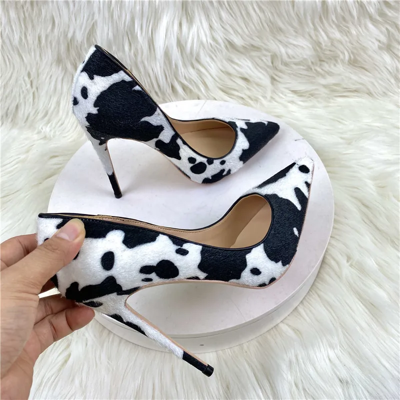 KeShangJia Zebra stripes Pattern Women Green Pointy Toe High Heel Shoes Unique Design Sexy Slip On Stiletto Pumps