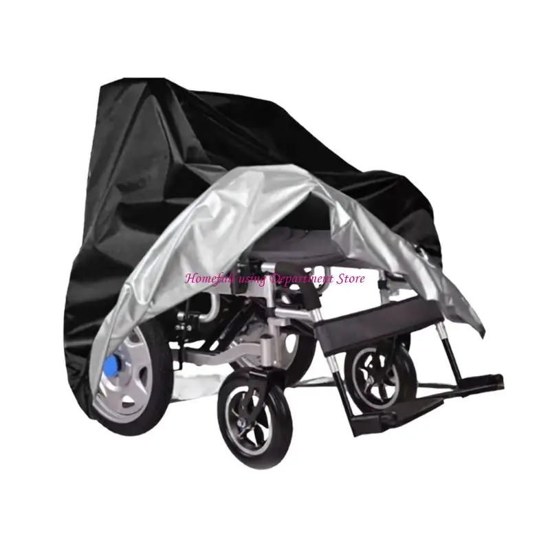 Black Electric Wheelchair Cover, Fabric Shell with Silver Inner Coating, Lower Cord Fit, 115 x 75 x 130 for Daily Home Storage