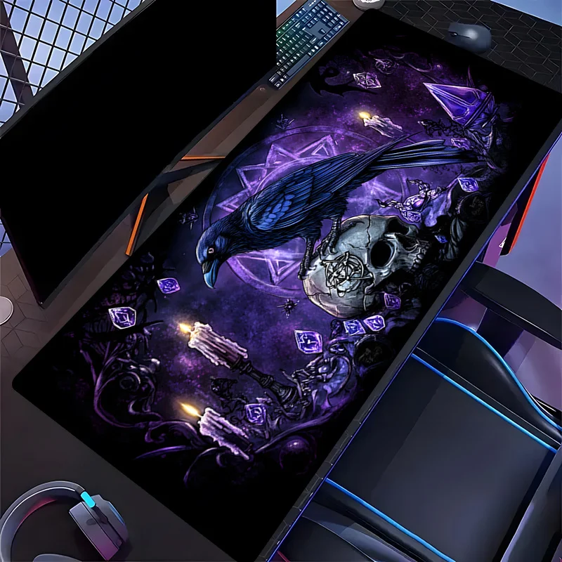 CIFBUY Large Gaming Mouse Pad Gothic Crow Skull PC Keyboard Desk Mat Durable Precise Stitching Non-Slip Base Home Office Decor