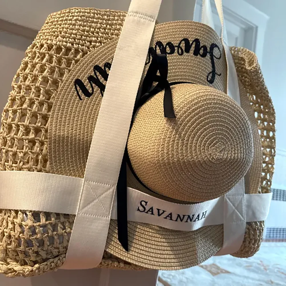 اسم مخصص 1 قطعة قبعة الشاطئ المرنة شاطئ الزفاف العروس فريق اكسسوارات البكالوريوس حفلة وصيفة الشرف تذكارية الزفاف دش هدية #4