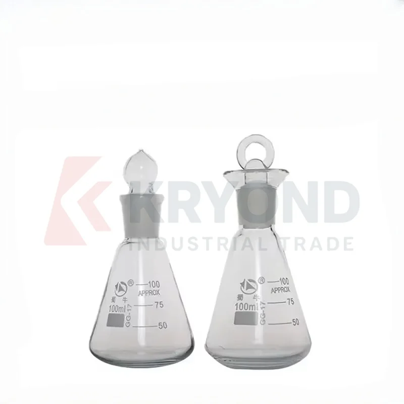 Matraz Triangular de Vidrio de 50-500 ml con yodo fijo/tapón, botella cónica de Vidrio para experimentos químicos