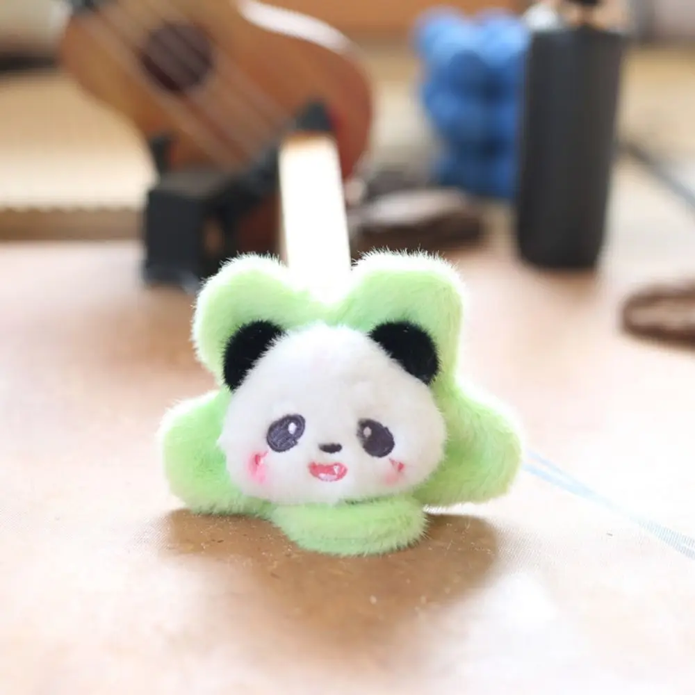 Candy Color Sunflower Panda Pendant Plush Doll Cute Expression Panda Flower Plush Keychain Creative Cartoon