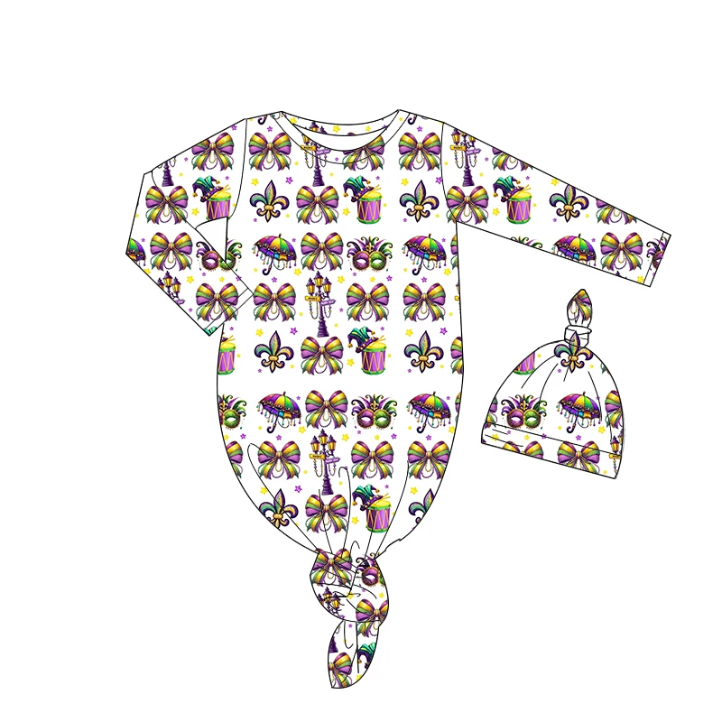 Mardi Gras New baby jumpsuits for girls and boys carnival Boutique children's suits, long-sleeved cartoon print baby jumpsuits