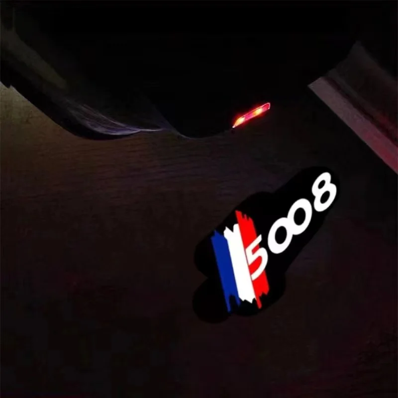 

2X LED Car Logo Projector Lamp Door Shadow Light Decoration for Peugeot RCZ 5008 4008 408 407 3008 508 308 Auto Car Accessories