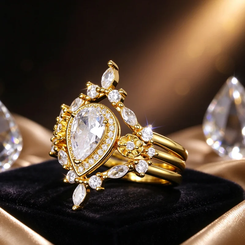 CAOSHI Magnificent Gold Color Rings for Wedding Temperament Elegant Female Finger Accessories Brilliant Zirconia Jewelry Rings