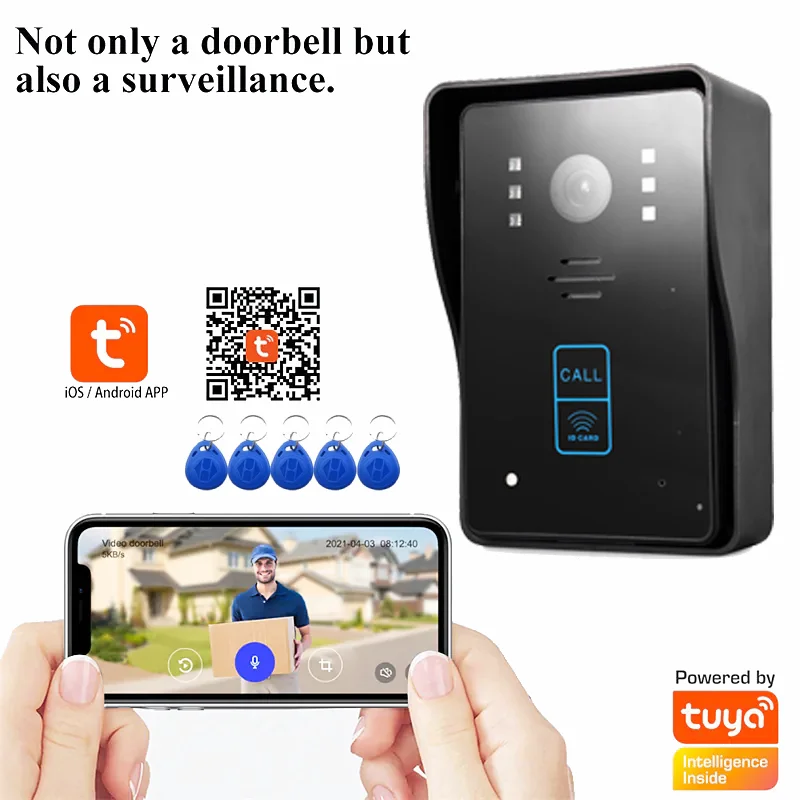 1080P WiFiビデオドアベル スマートTuyaアプリ ワイヤレス電話通話 ビデオインターホンシステム ドアビューア ナイトビジョン IPドアベル