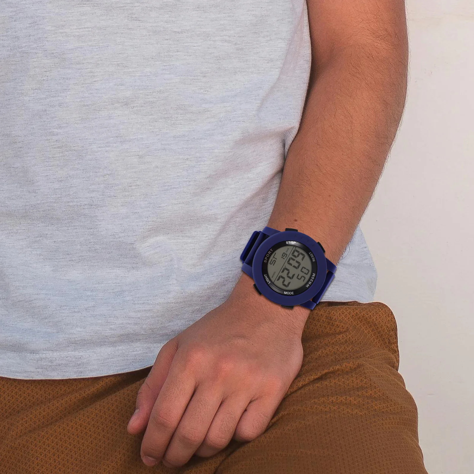 

Digital Electronic Watch Waterproof Sports Wristwatch for Men Students Adjustable Silicone Stainless Steel Strap Multifunctional