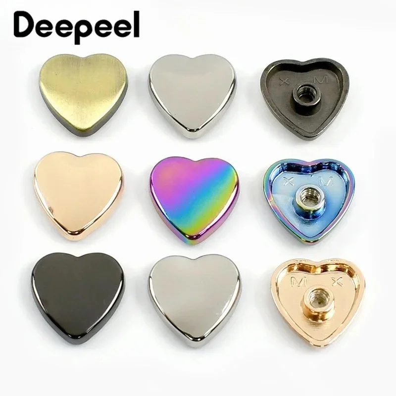 20/30Pc 8-14mm Metal Heart Rivet Studs Nail Buckles for Purse Wallet Decoration Clasp Leather Craft DIY Hardware Bag Accessories
