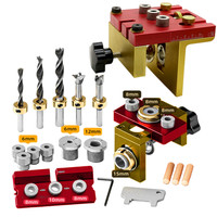 Woodworking 3 In 1 Dowelling Jig Kit Adjustable Pocket Hole Jig 6/8/10/12/15mm Drilling Guide Tenoning Pin Hole Puncher Locator