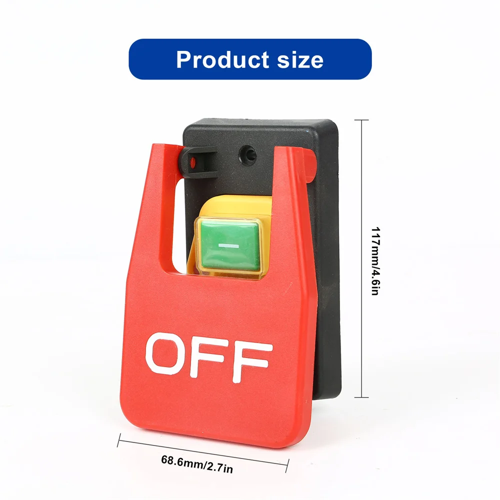 Off-On Red Cover Emergency Stop Push Button Switch 16A Power-Off/Undervoltage Protection Electromagnetic Start Switch