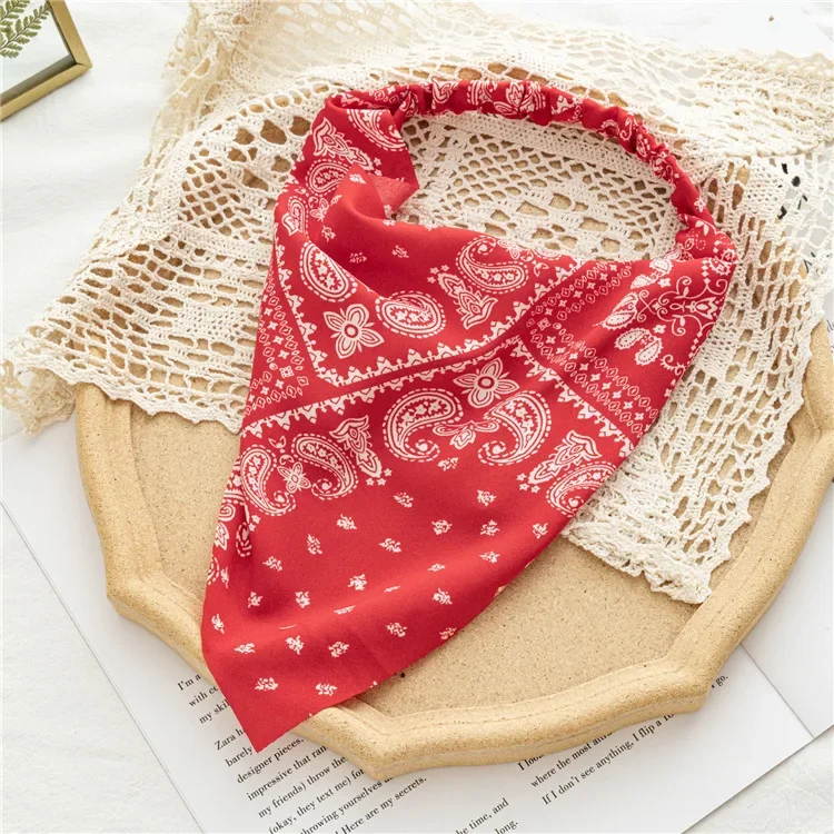 Bohemia Women Bandana Hair Scarf Summer Vintage Printted Chiffon Head Scarf Elastic Hair Bands Headwear Turban Femme Wholesale