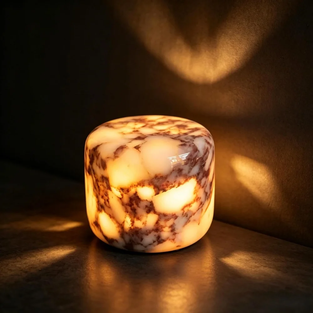Rechargeable Marble Night Light Cordless Table Lamp Dimmable Warm Unique Stone Touch Lamp for Bedroom Living Room Home Decor