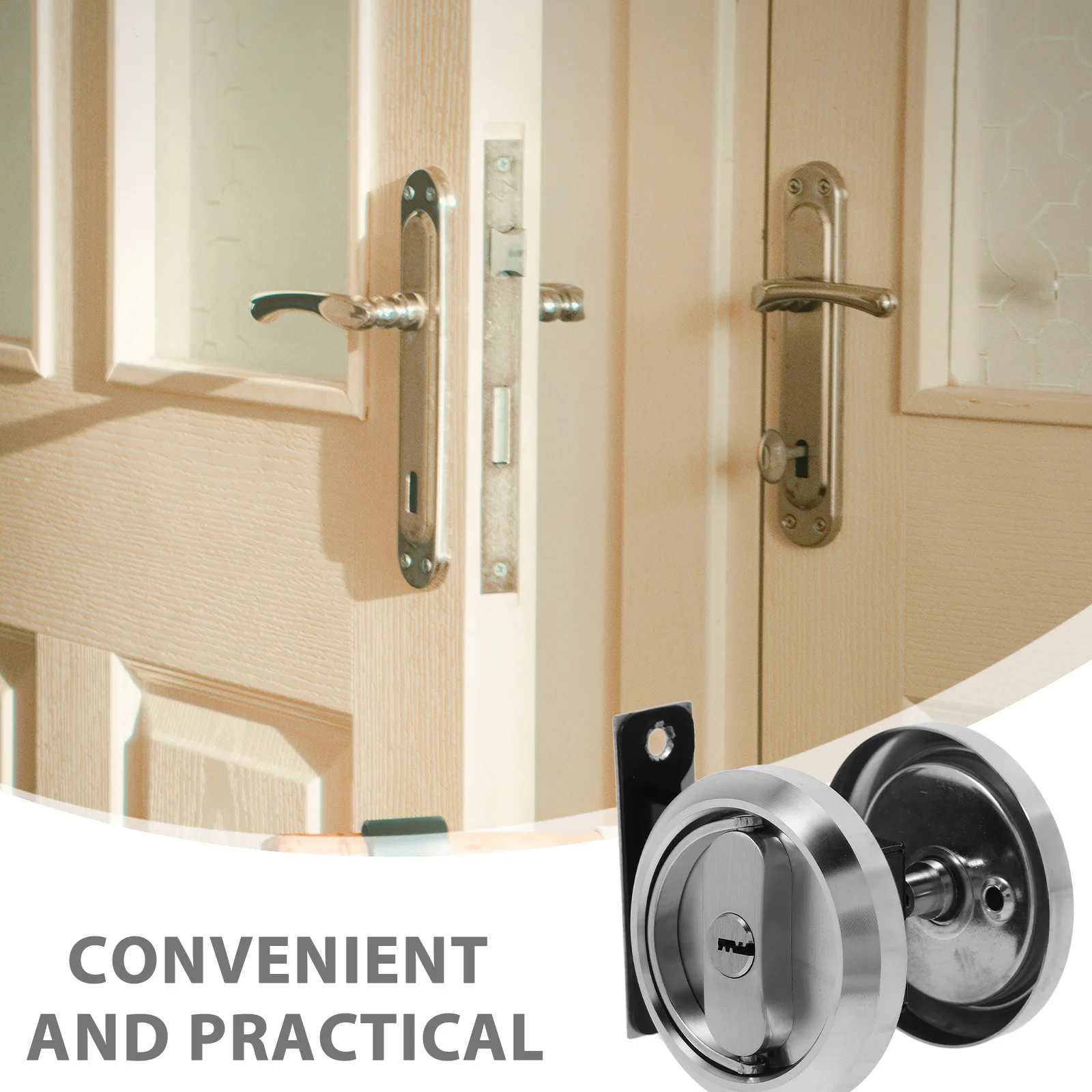 ユニバーサル隠しドアロック 304ステンレス鋼製 室内ドア用 ポケットドア プライバシーロック 簡単設置 穴あけ不要