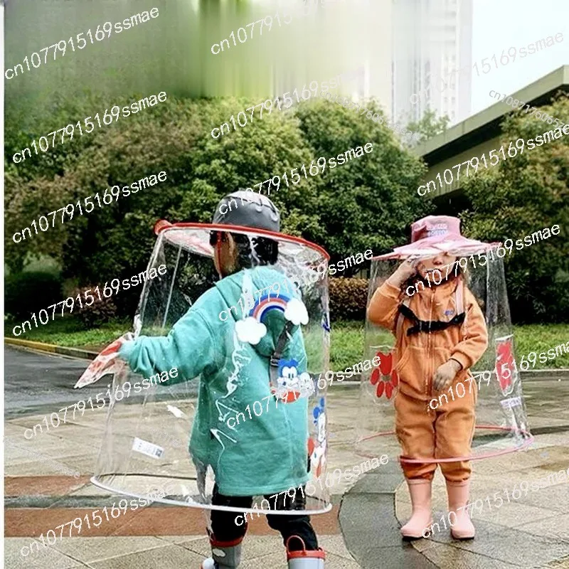 High-End and Cute Children's Cartoon Raincoat 360 Protection Rain Cover out Simple and Portable One-Piece Umbrella