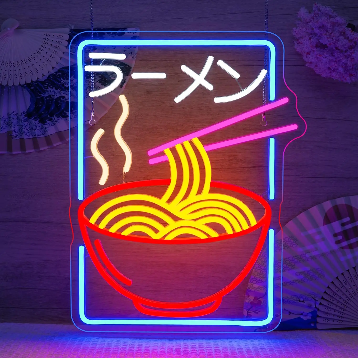 Enseigne néon LED dimmable en forme de nouilles ramen japonaises, lumière artistique USB murale pour restaurant de ramen, Izakaya, dortoir, décoration murale de chambre anime