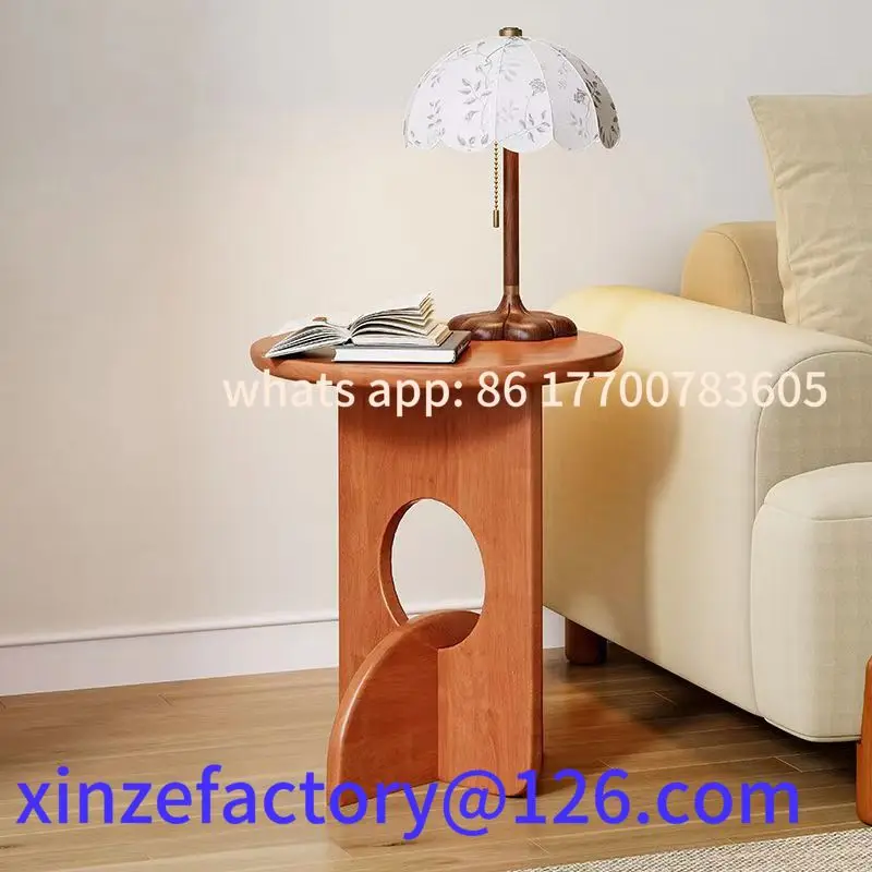 Customizable Nordic Minimalist Solid Wood C-Shaped Side Table - Round Corner Table