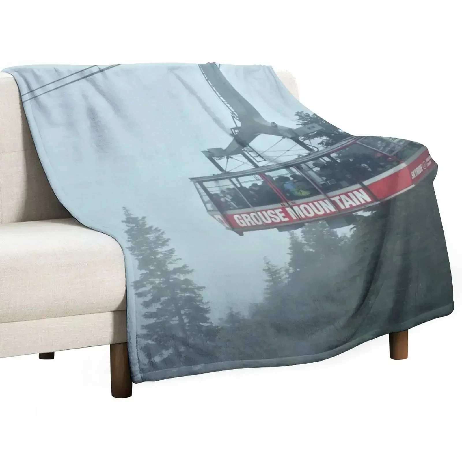 Grouse Mountain Gondola Throw Blanket Sofas Flannel Fabric Blankets