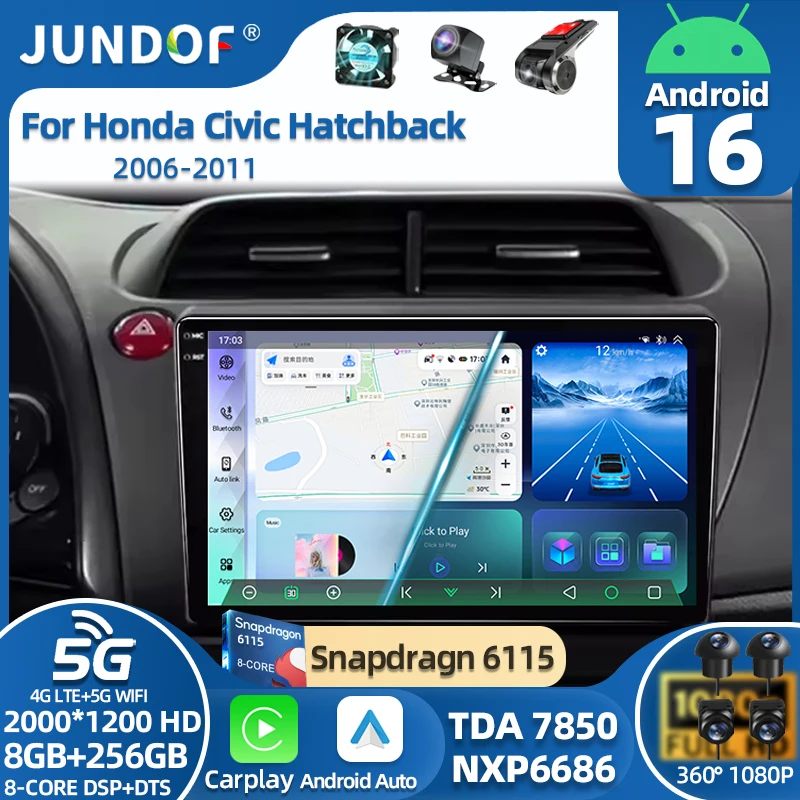

Android 16 For Honda Civic Hatchback 2006-2011 8 Core Car Radio Multimedia Player Navigation 2 Din Stereo Head Unit Carplay BT