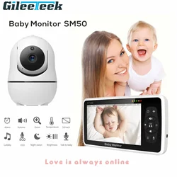 SM50 5 Inch LCD Video Baby Monitors Wireless Babysitter Two Way Audio Night light Temperature Pet Baby Camera Nanny Music