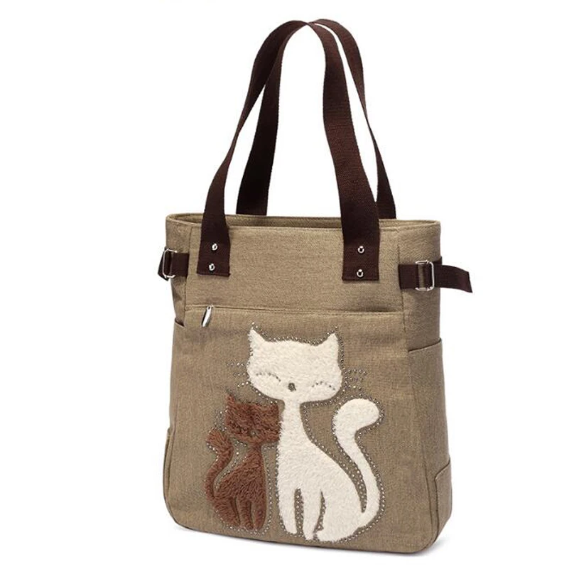 

2021 Women's Canvas Handbags Cute Cat Tote Bag Lady Casual Bag Shoulder Bags Women Fashion Handbags bolsas feminina