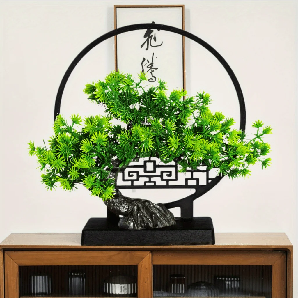 1pc Artificial Thuja Bonsai Pine Tree Realistic Fake Greenery for Indoor Outdoor Decor Mini Potted Plant Home Office