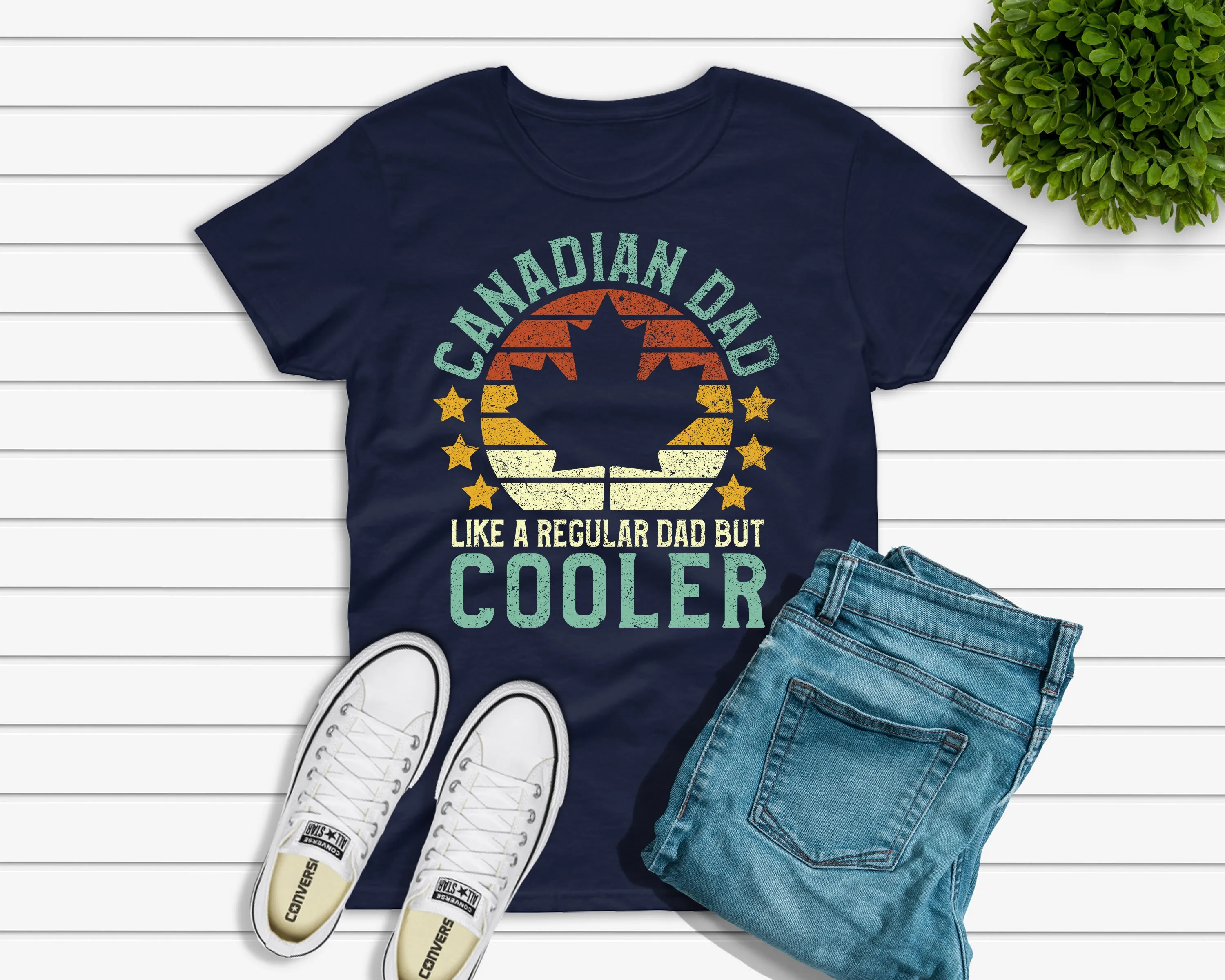 Canadian Dad T Shirt Funny Vintage Canada Maple Leaf Expat Father For Him Canuck