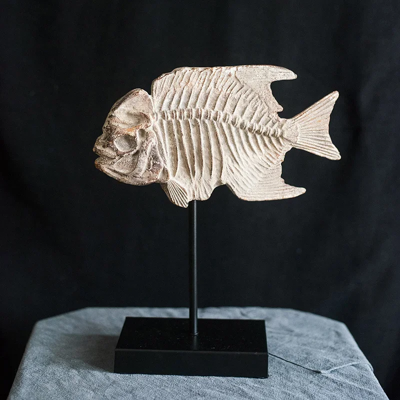 

Винтажный декор в виде ископаемых рыбных костей-фигурки из смолы с тяжелым вкусом, ремесла для украшения дома, уникальные миниатюры и аксессуары