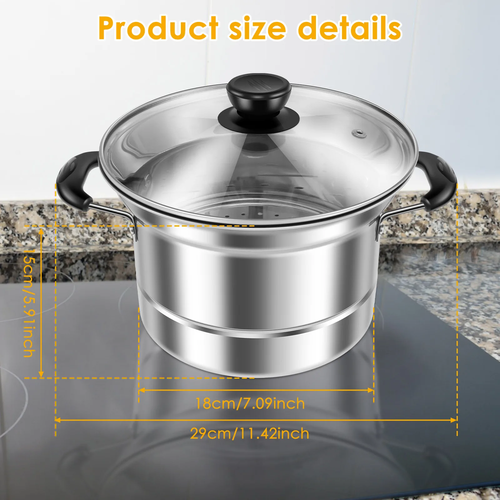 Multi Cooking Pot with Chip Basket & Glass Lid Stainless Steel Fryer Pot Deep Chip Fryer