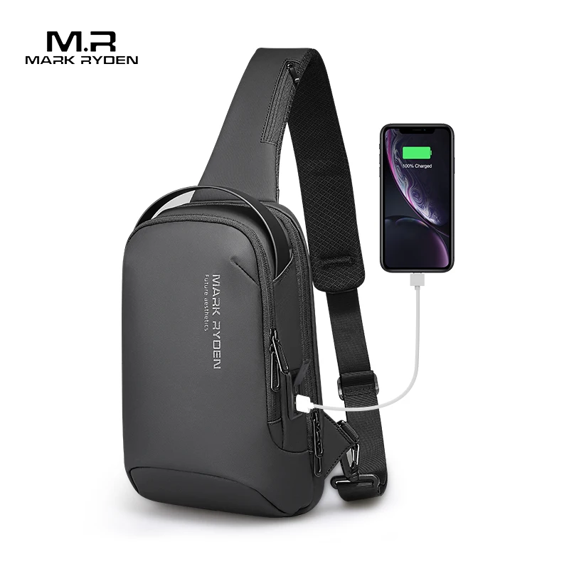

Mark Ryden Shoulder bag for men Water-repellent Sports Chest Bag Anti-theft Crossbody Bags USB Charging Messenger Bag