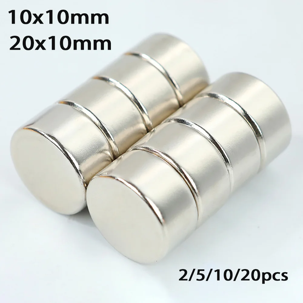 NdFeB potężne stałe magnetyczne 10/20x10mm super silne magnesy magnesy ziem rzadkich kostki niklowane Diy okrągłe magnesy biurowe