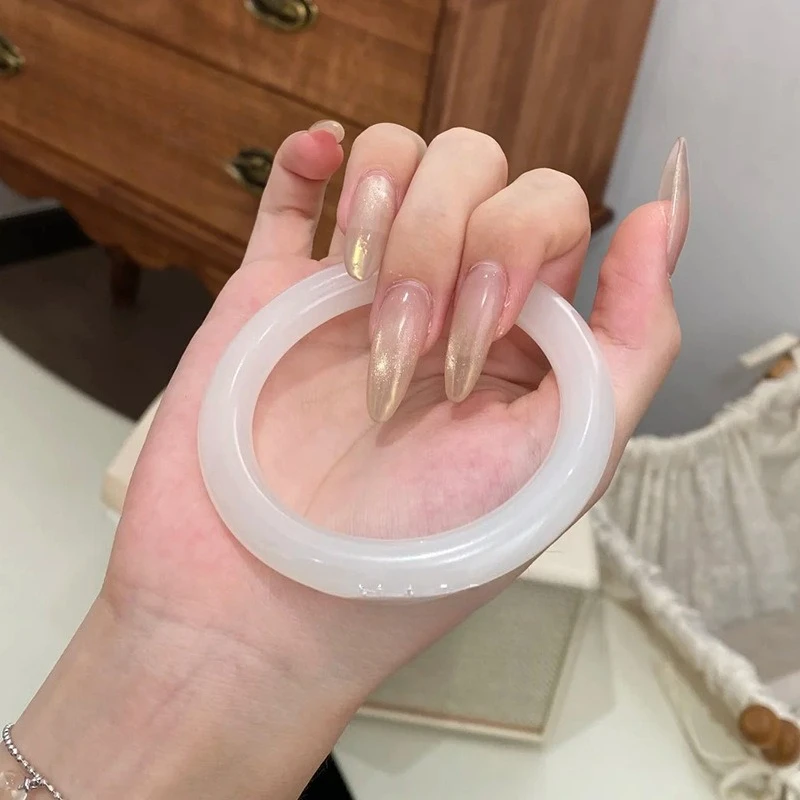 

Браслет из натурального белого нефрита Туран оригинального цвета, имитирующий золотую нить, тонкий круглый браслет из нефрита, имитирующий ледяную воду.