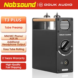 Nobsound T3 Plus Mini Vacuum Tube Preamp MM / MC Phono Stage for Turntables Pre-Amplifier Desktop Headphone Amp