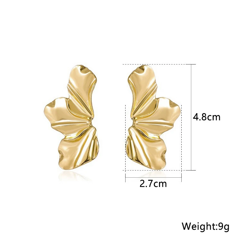 2025 Gold Color Irregular Metal Dangle Earrings for Women Uneven Folded Female Unusual Earrings New Punk Personality Jewelry