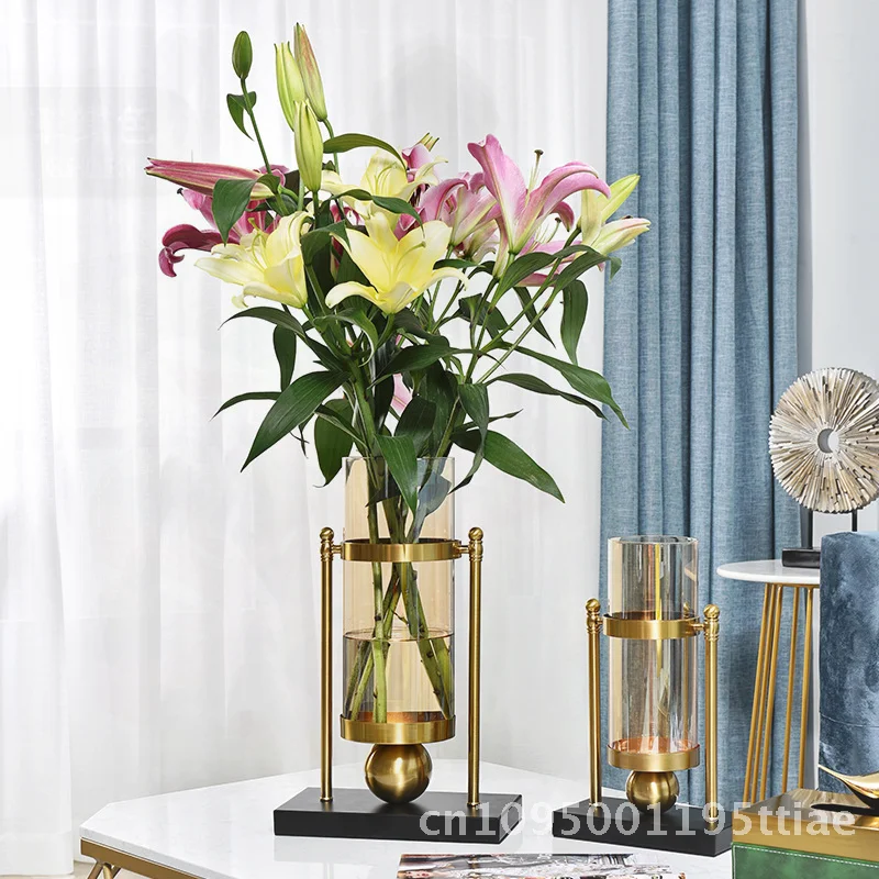 

Роскошная стеклянная металлическая ваза, мини-декоративная домашняя гостиная, ремесло в европейском стиле, трансграничный бытовой светильник, элитный орнамент