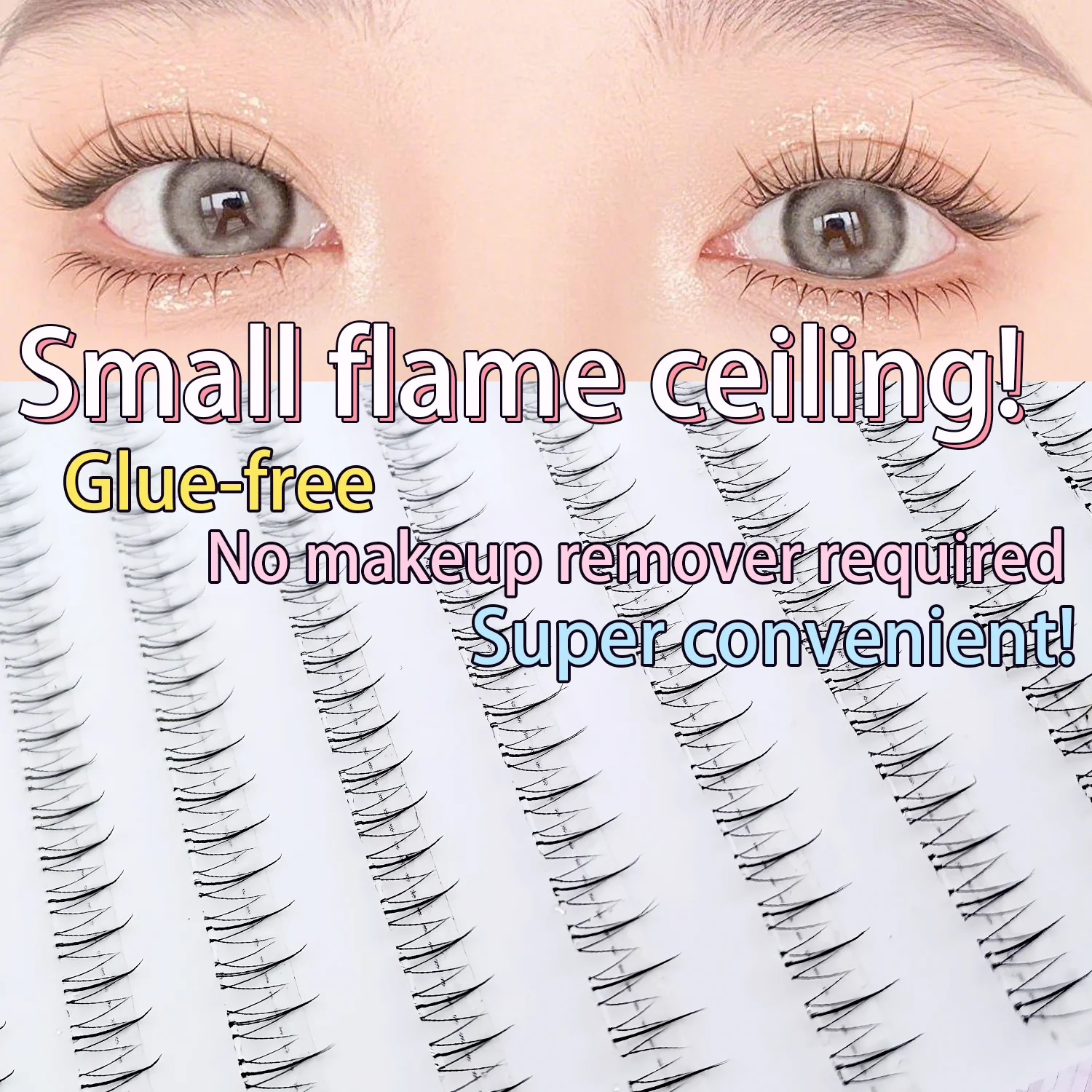 Natural Look Small Flame Lower Eyelashes - Glue-Free Easy Application Beginner Friendly Soft Comfortable Reusable Fake Eyelashes