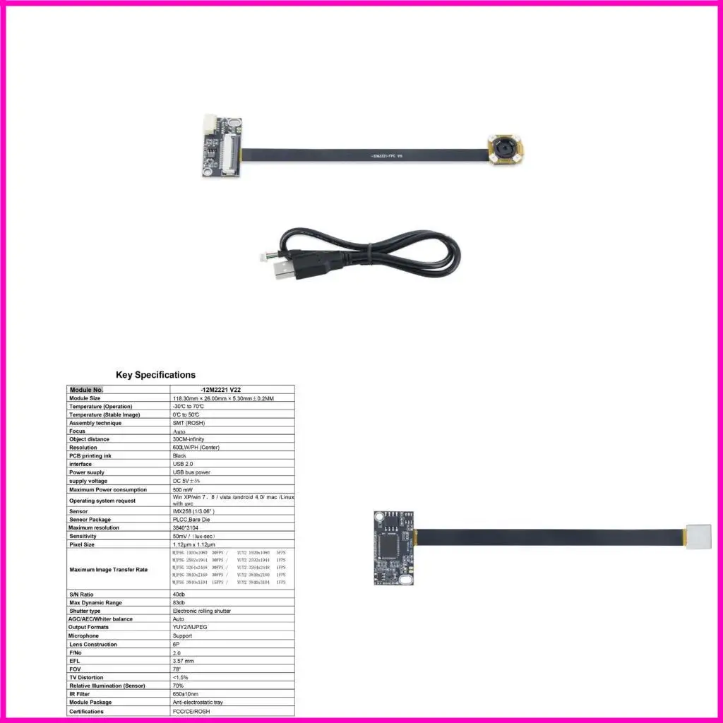 

1200MP IMX258 Autofocus Camera Webcam Module with Night Visioning for Computers