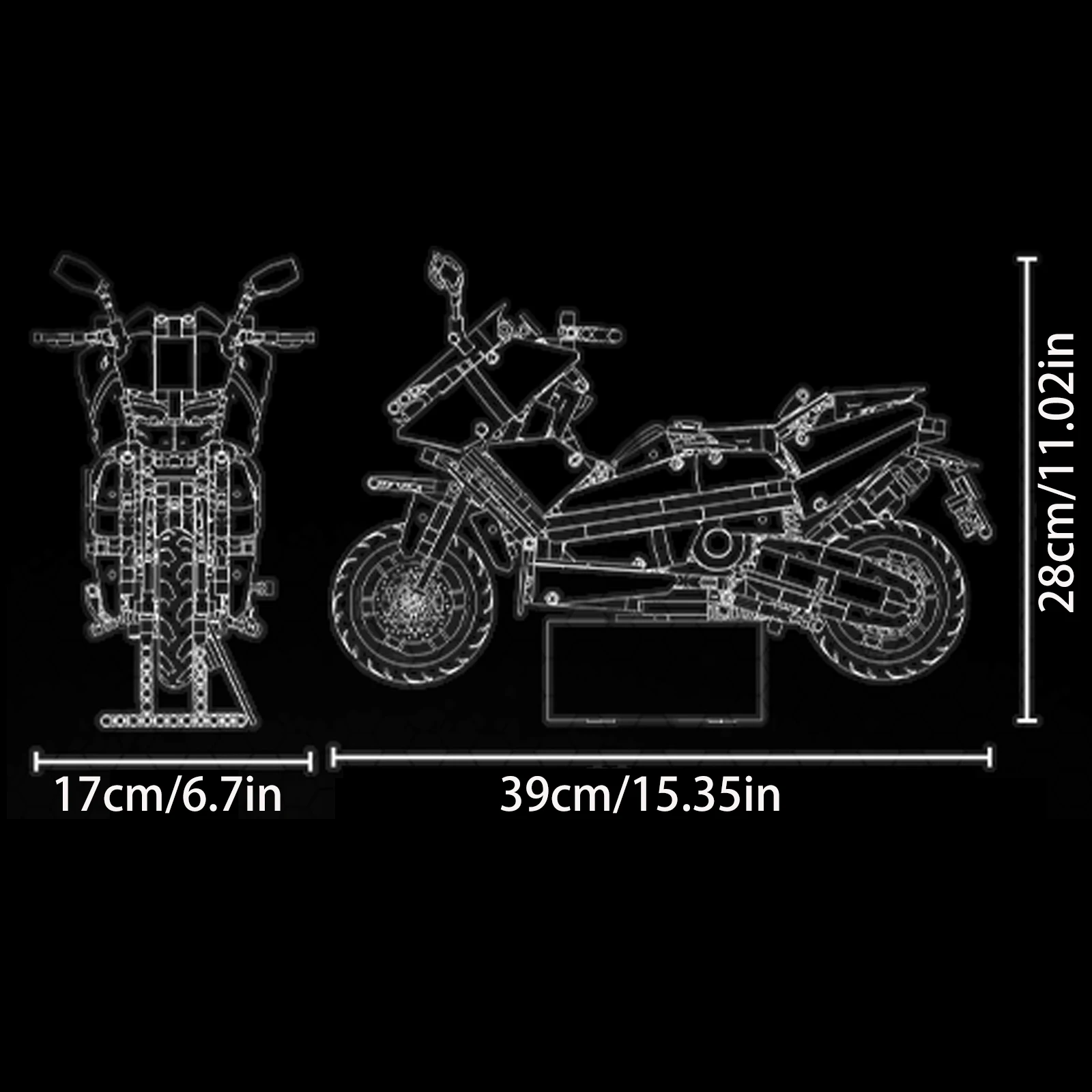 1282pcs 기술 초고속 T-MAX 오토바이 빌딩 블록 크리 에이 티브 1:5 YAMA 오토바이 모델 벽돌 장난감 어린이를위한 소년 선물
