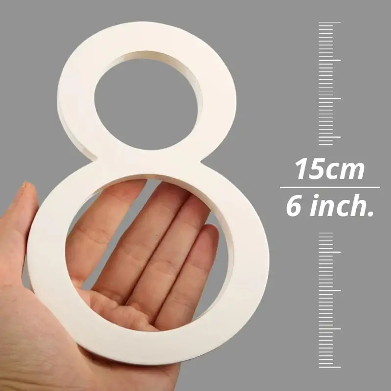 1 قطعة 152 مللي متر رقم المنزل العائم في الهواء الطلق 6 بوصة سبائك الألومنيوم الأبيض شقة رقم الباب صندوق البريد عنوان تسجيل # 0-9 مع البراغي