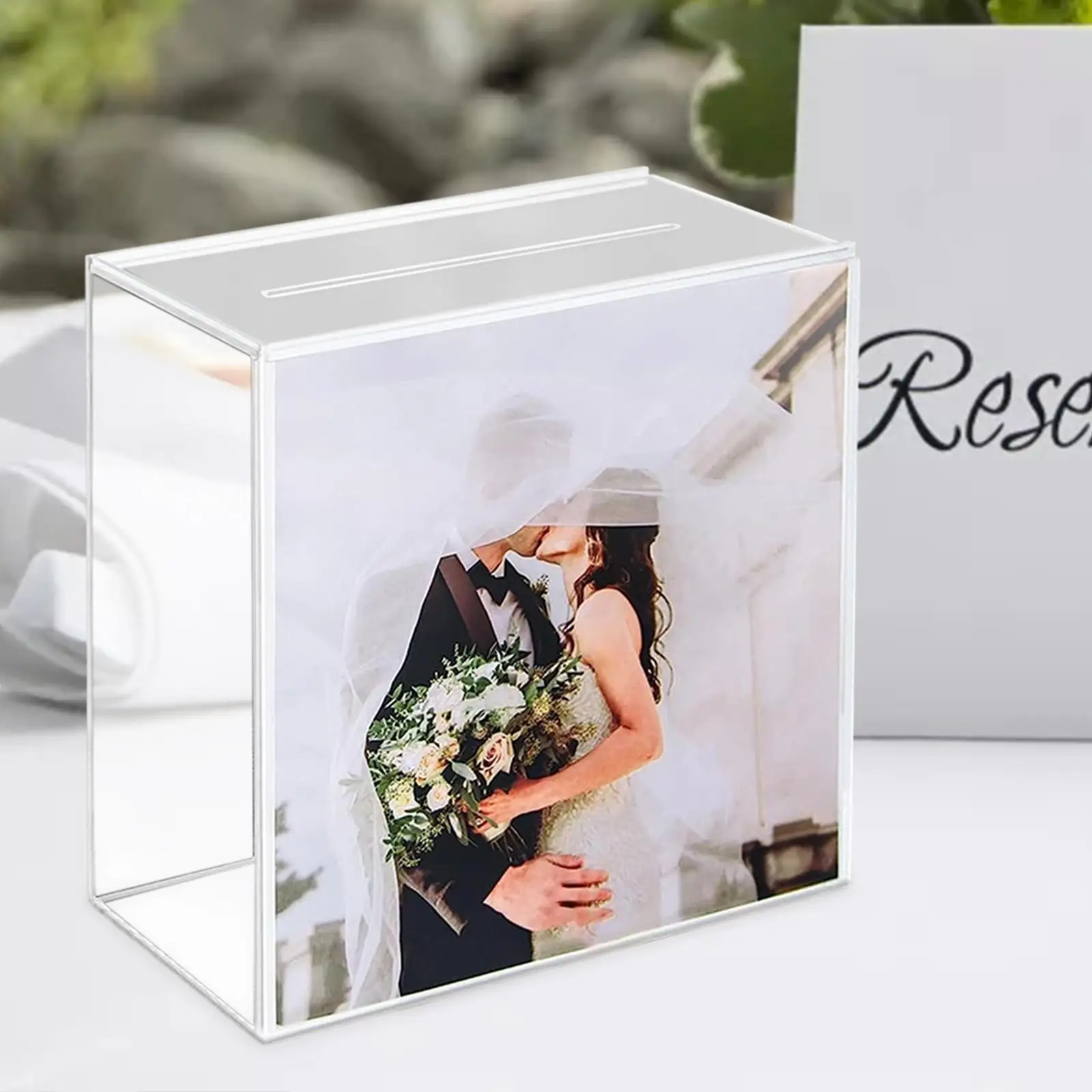 Clear Acrylic Wedding Cards Box with Slot with Slot Gift Box Holder Envelope Card Box for Wedding Reception Ceremony Anniversary