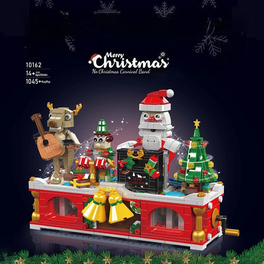 

10162 Christmas Band MOC Building Blocks Scene 1045pcs Santa Claus/Reindeer/Tree Assembled Puzzle Toys Model Bricks Holiday Gift