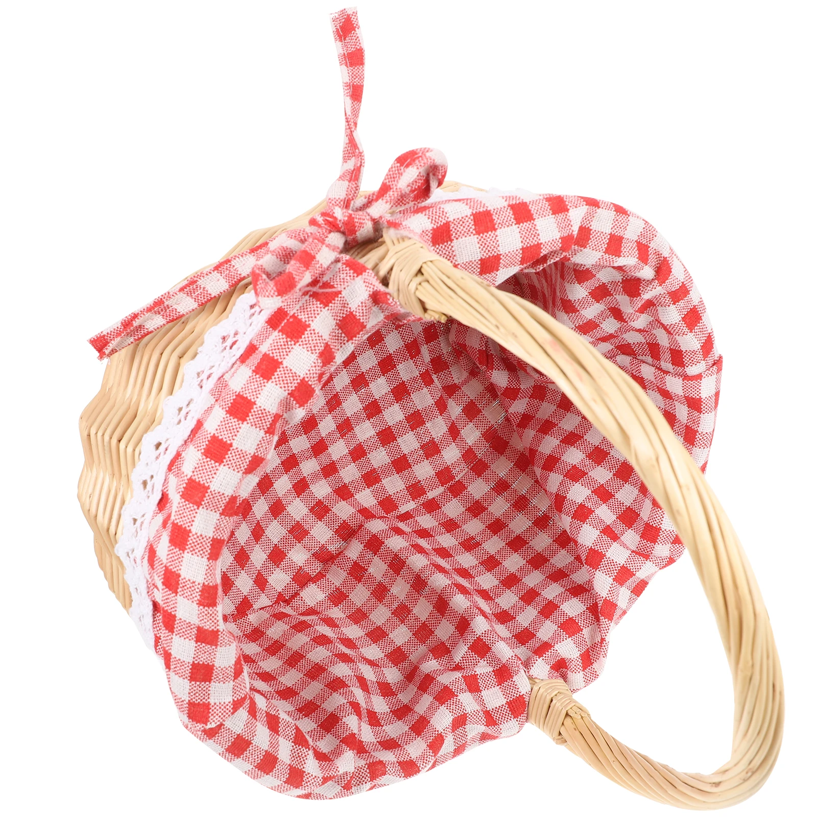 

Rattan Storage Basket Fruit Picnic Bread Shopping Handles Red Candy Grocery Bridesmaid Woven Snack Container Vegetable Display