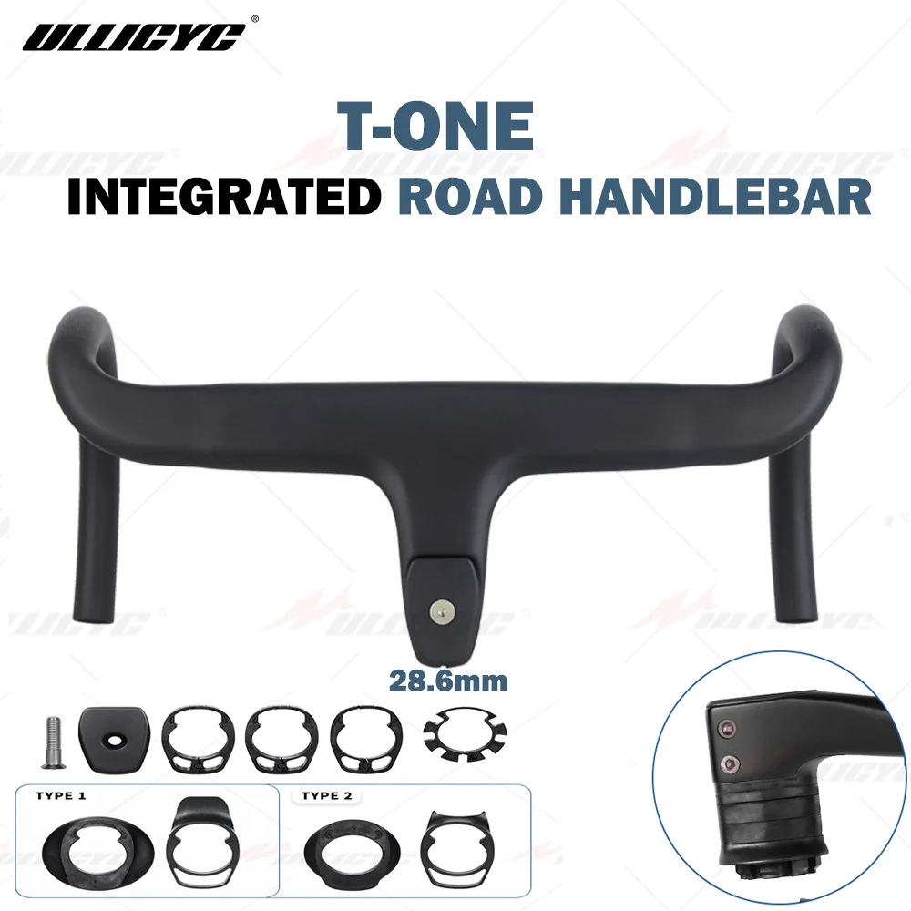 

T- ONE No Logo Handlebar T1000 Carbon Integrated Road Handlebar 28.6mm Matte Bike Mount Accessories Width 380mm with Spacers