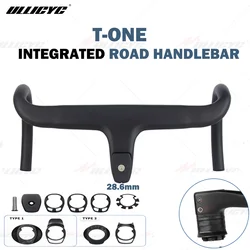 T- ONE No Logo Handlebar T1000 Carbon Integrated Road Handlebar 28.6mm Matte Bike  Mount  Accessories Width 380mm with Spacers