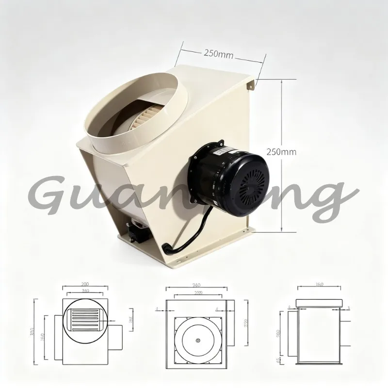 Laboratory PP anti-corrosion plastic centrifugal fan, large air volume fume hood and exhaust pipe fan