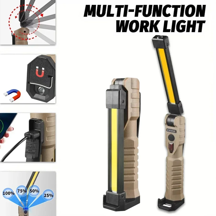 Foldable Work Lights 1000 Lumens Rechargeable Lantern Magnetic Camping Lamp Built-in Battery Camping Equipment Waterproof Torch