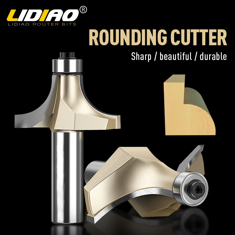 LIDIAO Tungsten Carbide Router Bit 6.35mm/12.7mm Shank Corner Round Milling Cutter Industrial Wood Woodworking tools Accessories